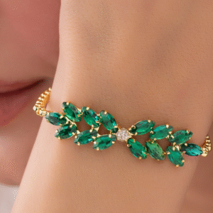 Anti-Tarnish Crystal Leafy-Style Chain Bracelet