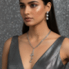 Anti-Tarnish High Fashion Silver Crystal Necklace Set With Earrings