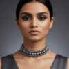 Triple Layer Blackish Grey Pearl Choker Necklace