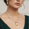 Anti-Tarnish Gold Plated Premium Crystal Necklace Set With Earrings