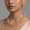 Multilayer Golden Brown Pearl Necklace Set With Earrings