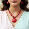Bead & Resin Statement Necklace Set With Earrings