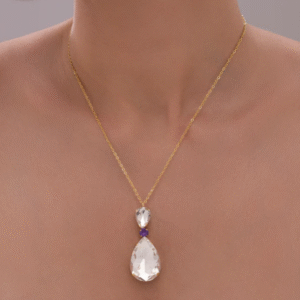 Anti-Tarnish White Drop Crystal Pendant Necklace
