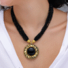 Antique Charm Pendant Necklace In Black