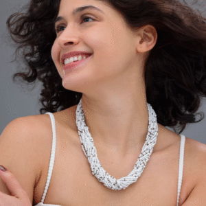 Multi-Layered White Seed Bead Necklace