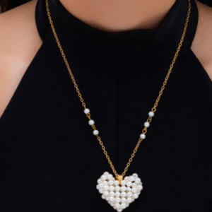 Anti-Tarnish Pearl Heart Necklace