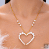 Delicate Pearl Hollow Heart Necklace