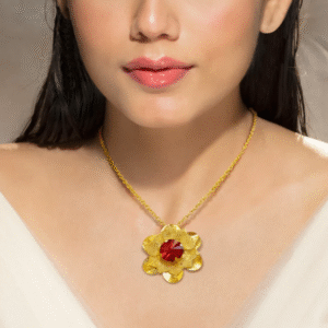 Anti-Tarnish Ruby Flower Necklace