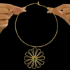 Anti-Tarnish Golden Flower & Emerald Necklace