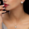 Anti-Tarnish Solitaire Necklace Set With Earrings