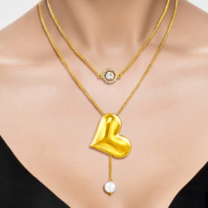 Anti-Tarnish Multilayered Golden Heart Necklace