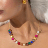 Multicolour Crystal Necklace Set With Earrings