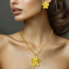 Anti-Tarnish Lily Flower Necklace Set With Earrings
