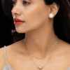 Anti-Tarnish Double Layer Necklace Set With Earrings
